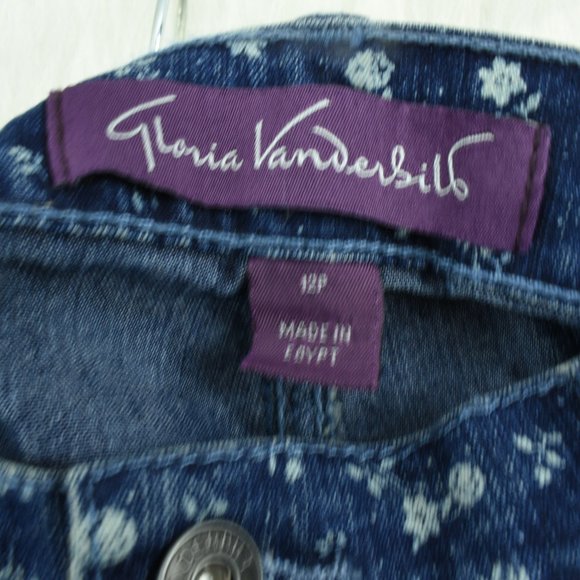 Gloria Vanderbilt NWT Sze 12P Blue & Flower Capri - Picture 6 of 6